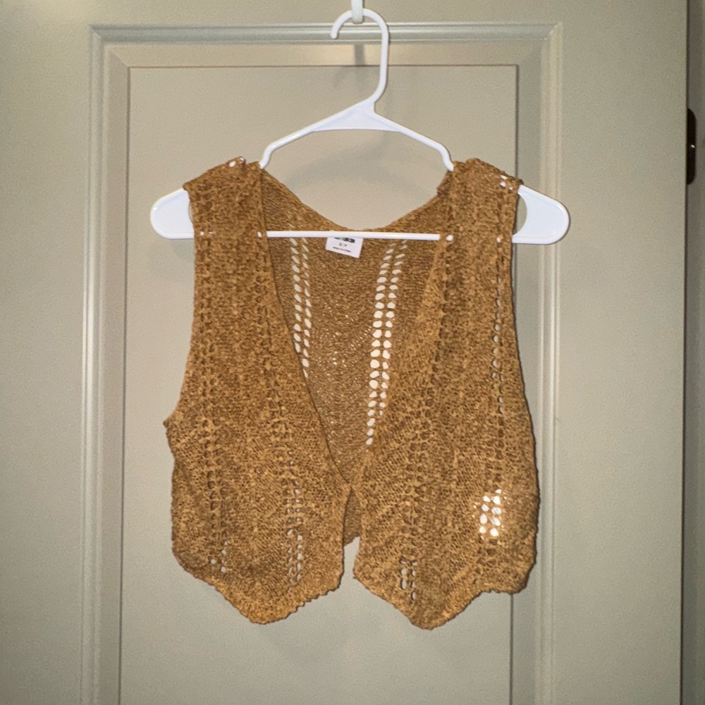 Tan crochet vest